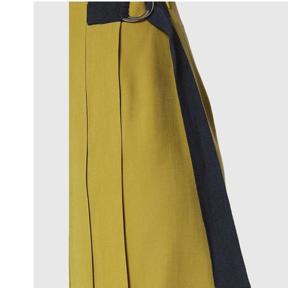 Roman Olive Pleated Wrap Midi High Waisted Skirt with side tie size 8 - Picture 2 of 12